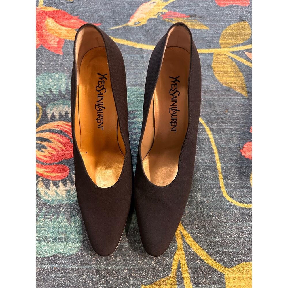 Yves Saint Laurent 80s Vintage Moise-Black heel Pump Size 7 - Picture 2 of 10
